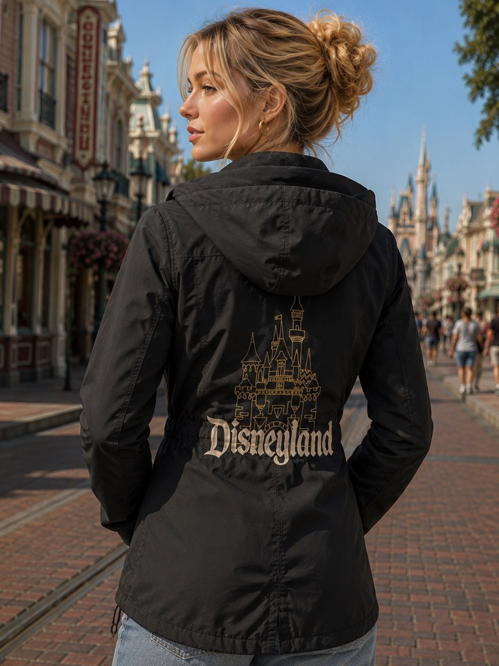 Disney Women's Black Hooded Rain Jacket